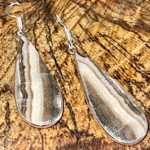 Raw Phantom Calcite Earrings 2 1/4”